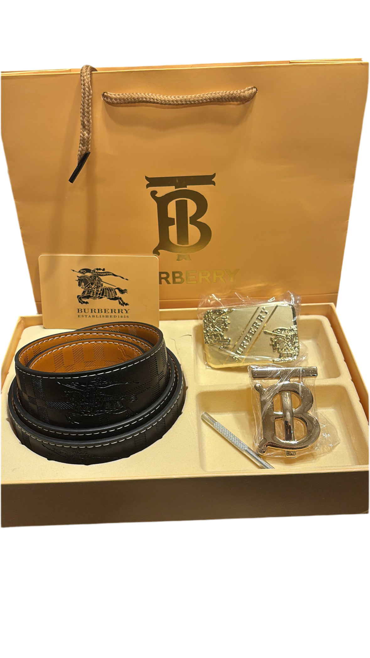 BURBERRY BELT/2PCS BUCKLES