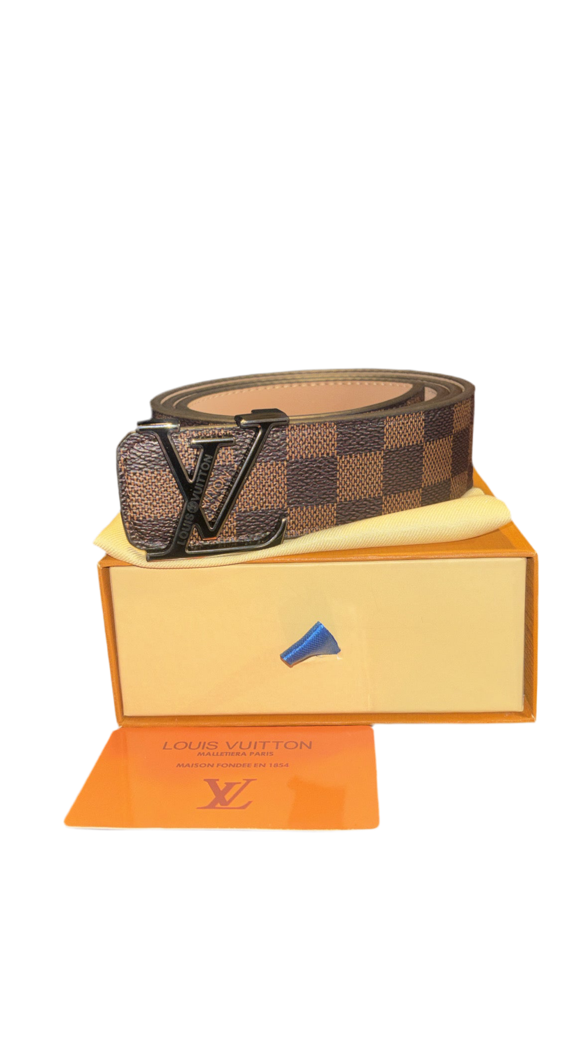 LV BROWN CHECKERED BELT